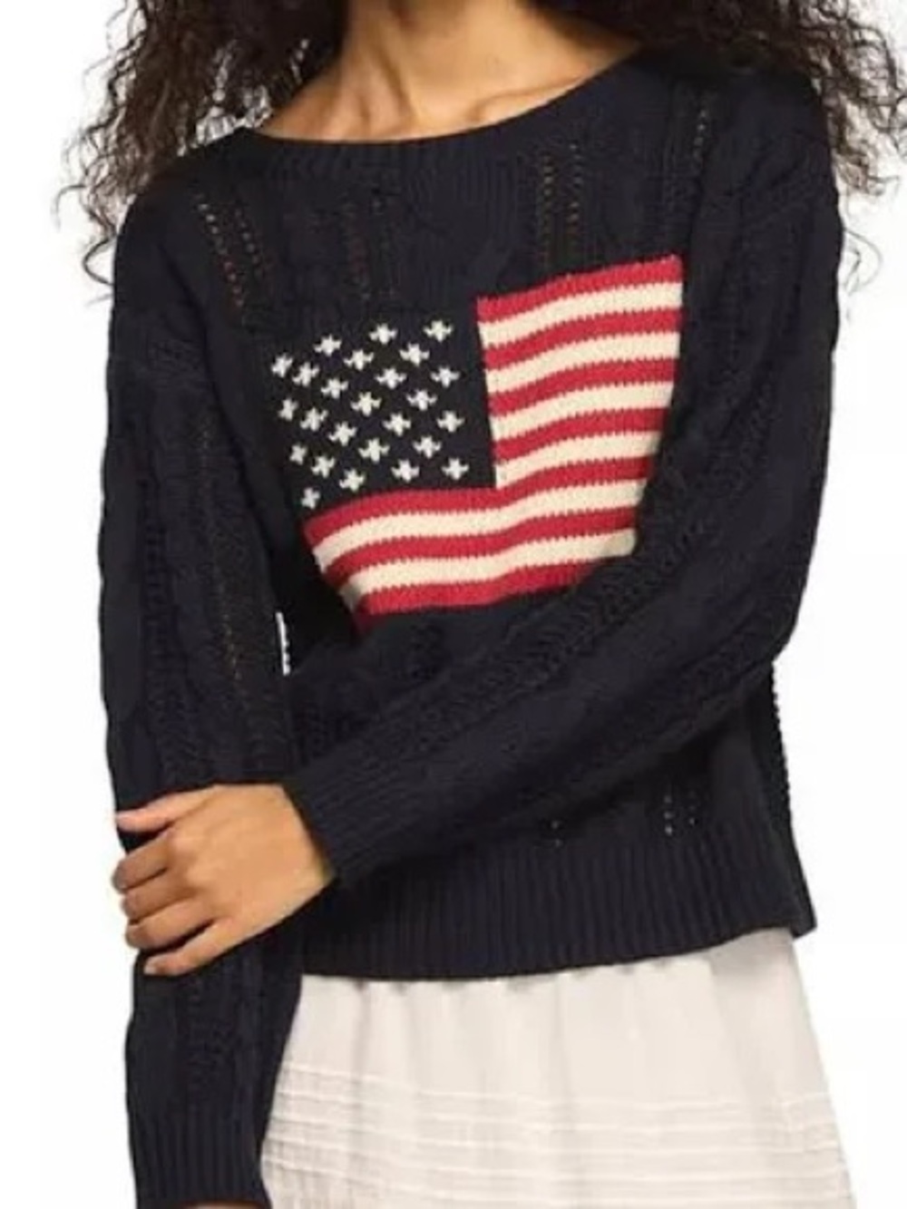 Lucky Brand americana navy flag sweater